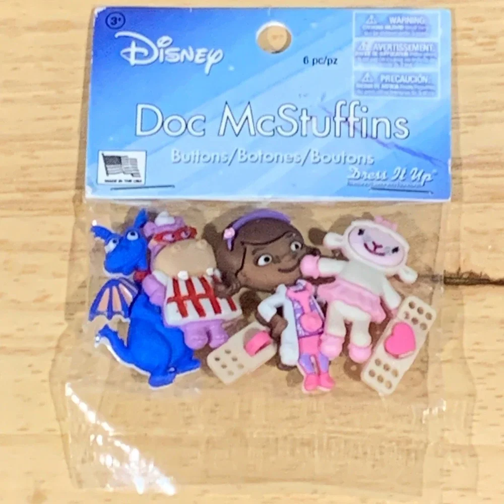 Disney‎ Doc McStuffins Dress It Up Novelty Buttons 6pc Set 7731 New